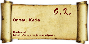 Ormay Kada névjegykártya